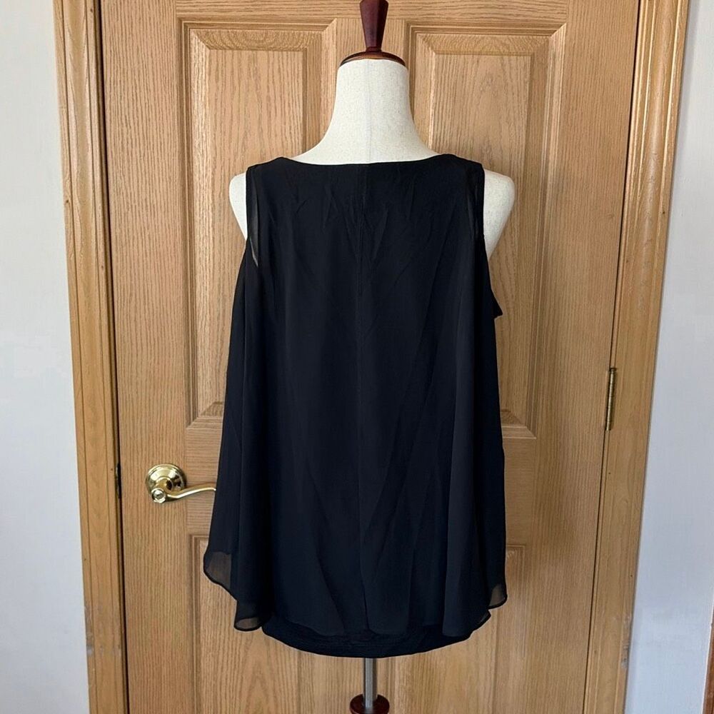 Ruby Ribbon Black Cold Shoulder Blouse Women’s Me… - image 3